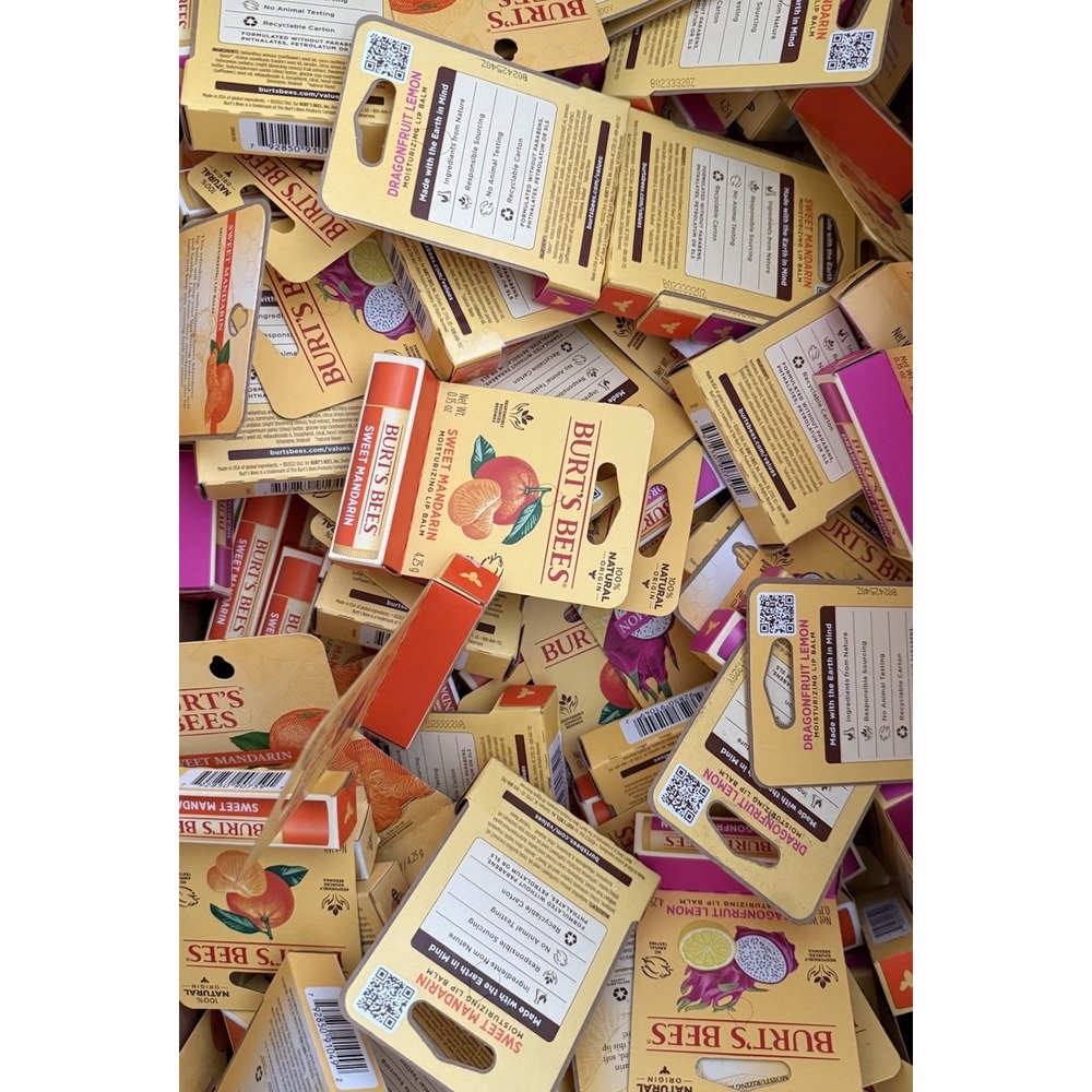 Lot of 100 New Burts Bees Lip Balms Dragonfruit Lemonade And Sweet Mandarin MIX